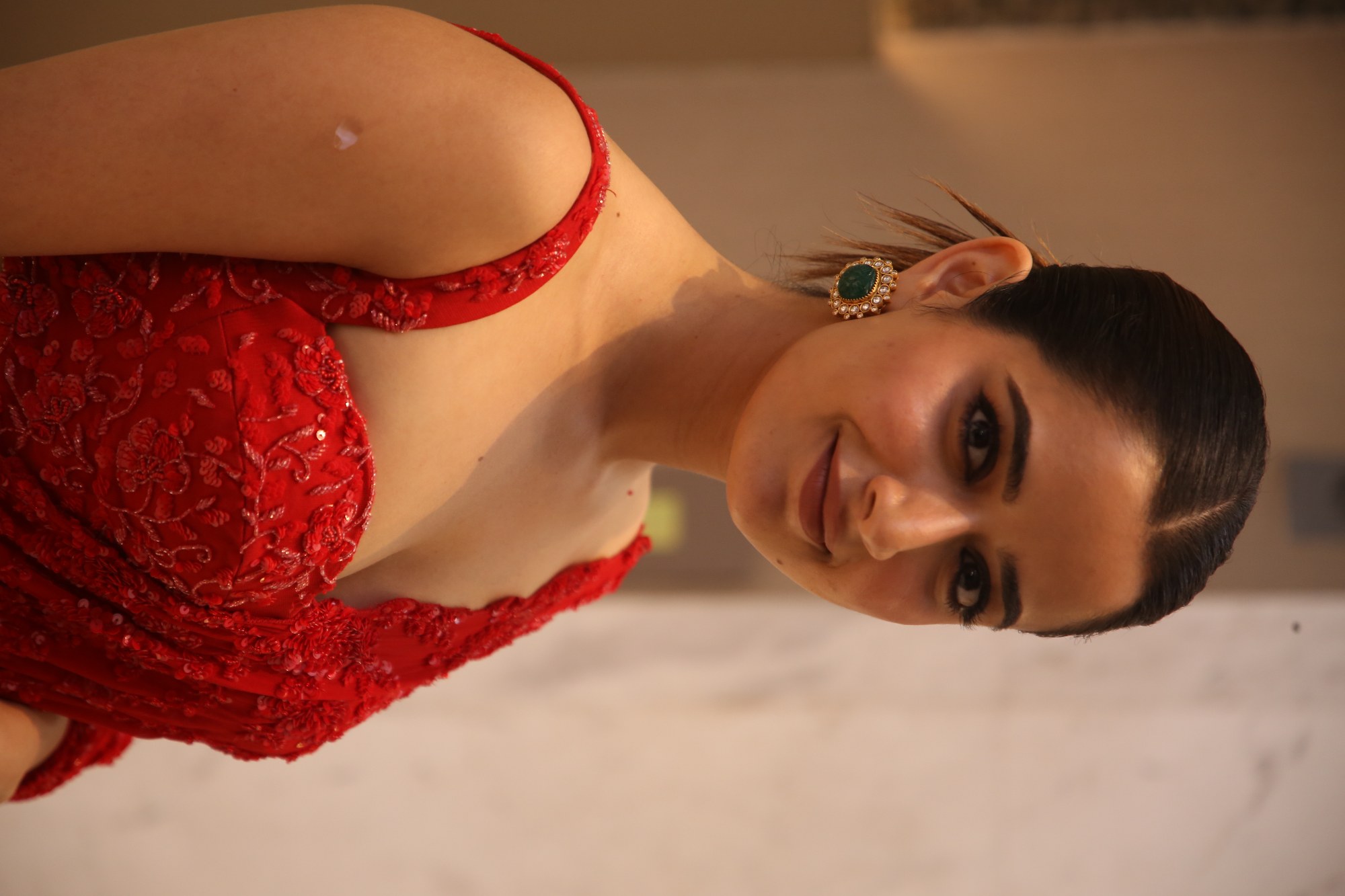 Ashika Ranganath radiates timeless elegance in red