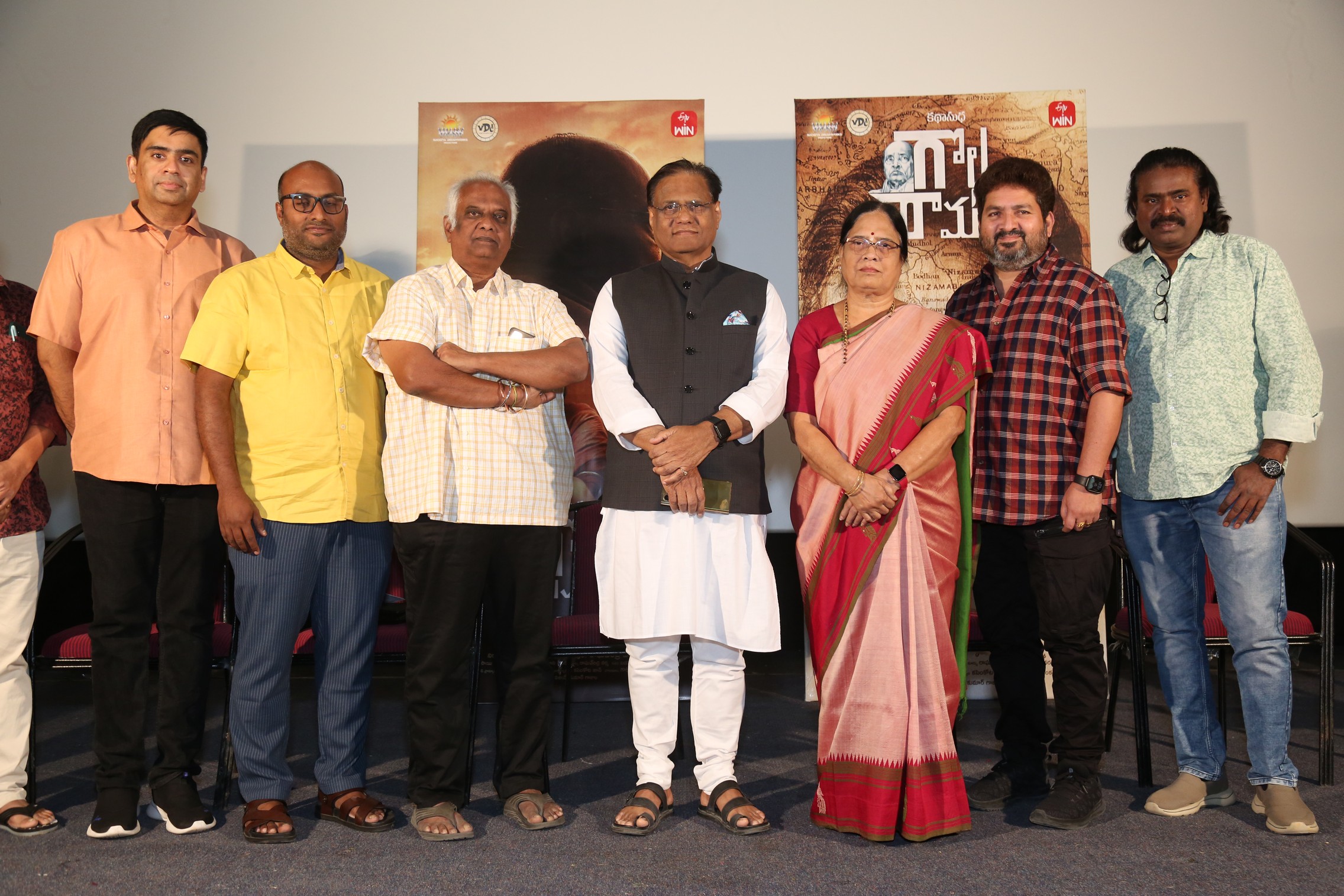 Group moment from film press interaction