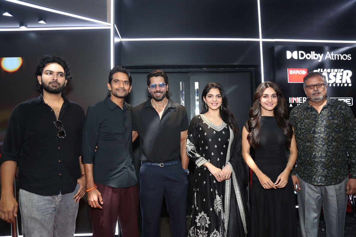 Dheekshith Shetty with Shabara cast posing for media