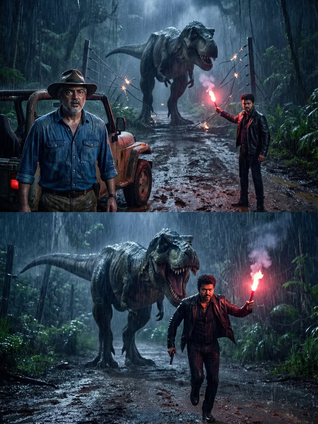 Rajini Ajith Vijay Nayanthara Yogi Babu Stared In Jurassic Park : Tamil AI Photos
