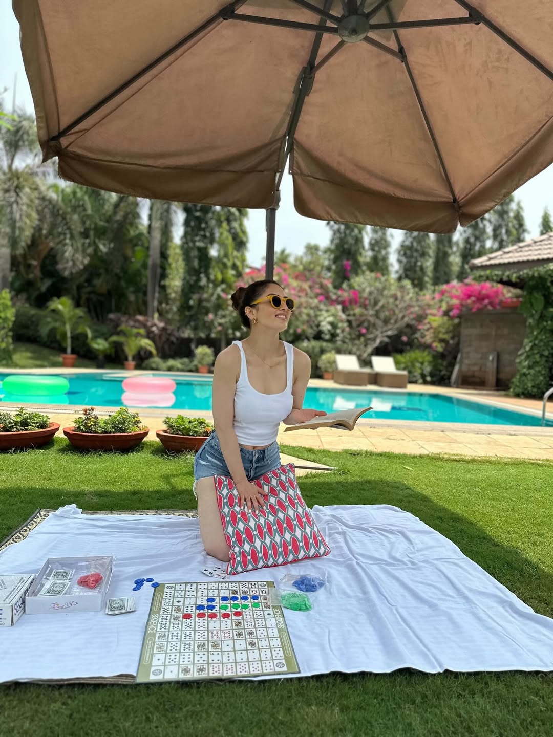 Sandeepa Dhar enjoys stylish poolside leisure moment