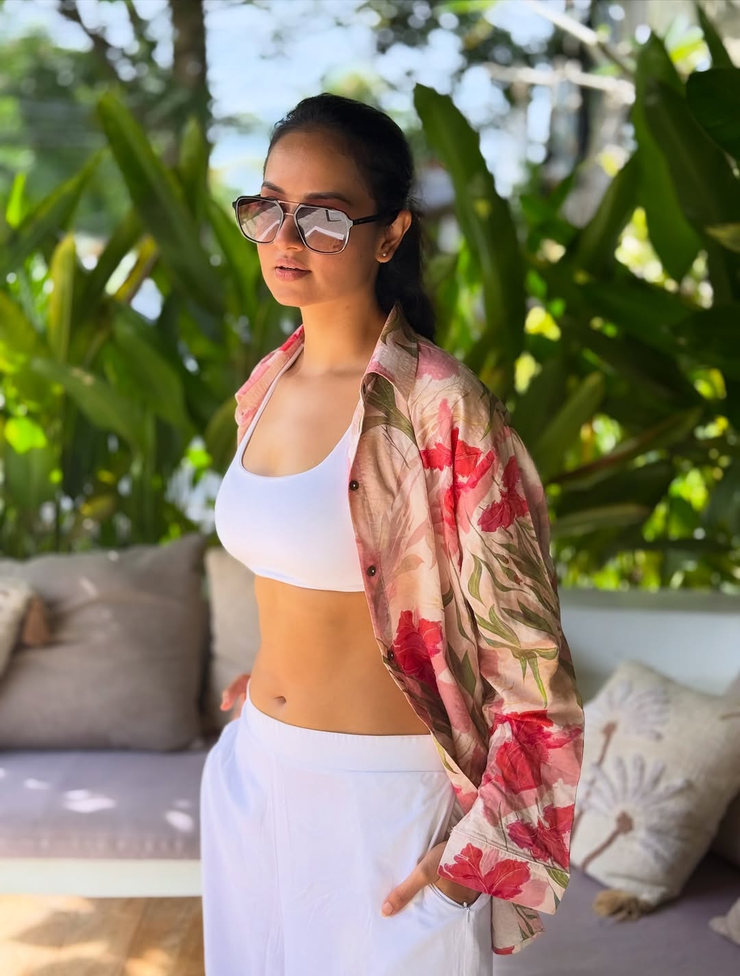 Shanvi Srivastava cool floral look in sunglasses