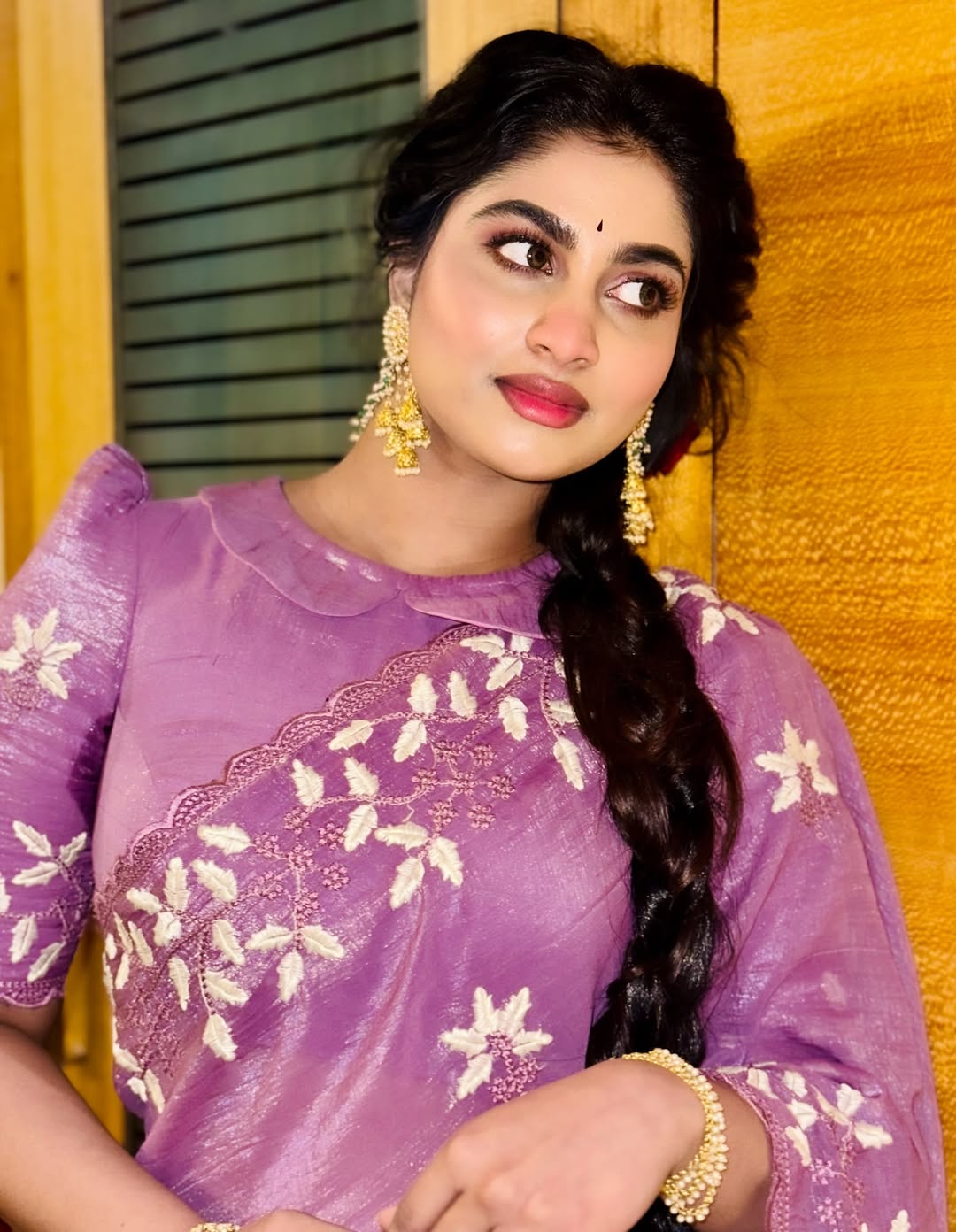Shivani Narayanan serves playful elegance in stunning purple ensemble