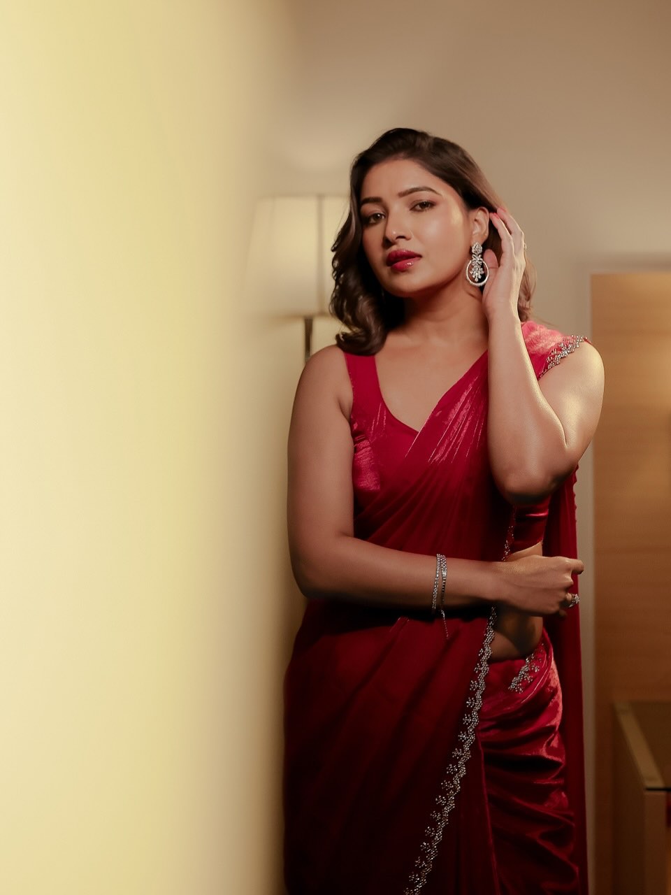 Vani Bhojan stunning in elegant red saree