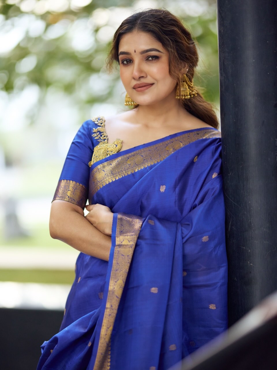 Vani Bhojan stuns in graceful blue saree