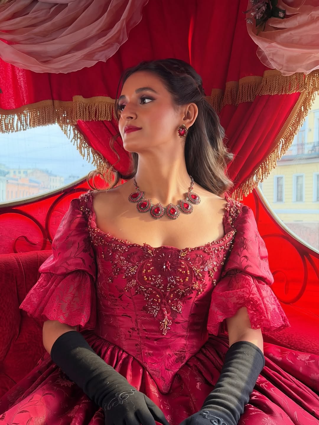 Shakti Mohan elegant crimson couture look