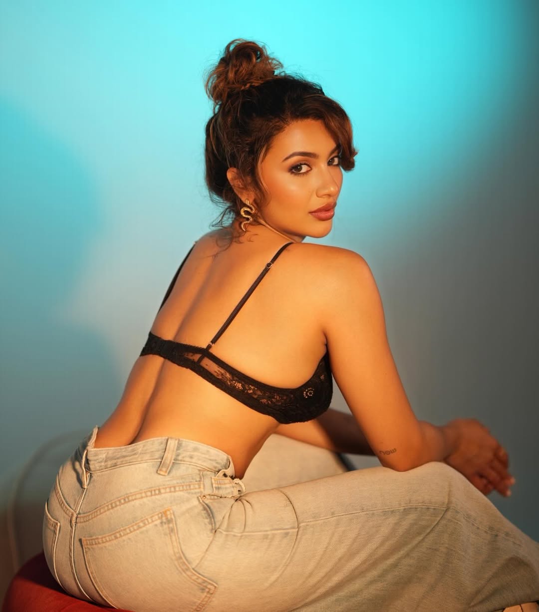 Tejaswi Madivada fierce lace top stylish pose