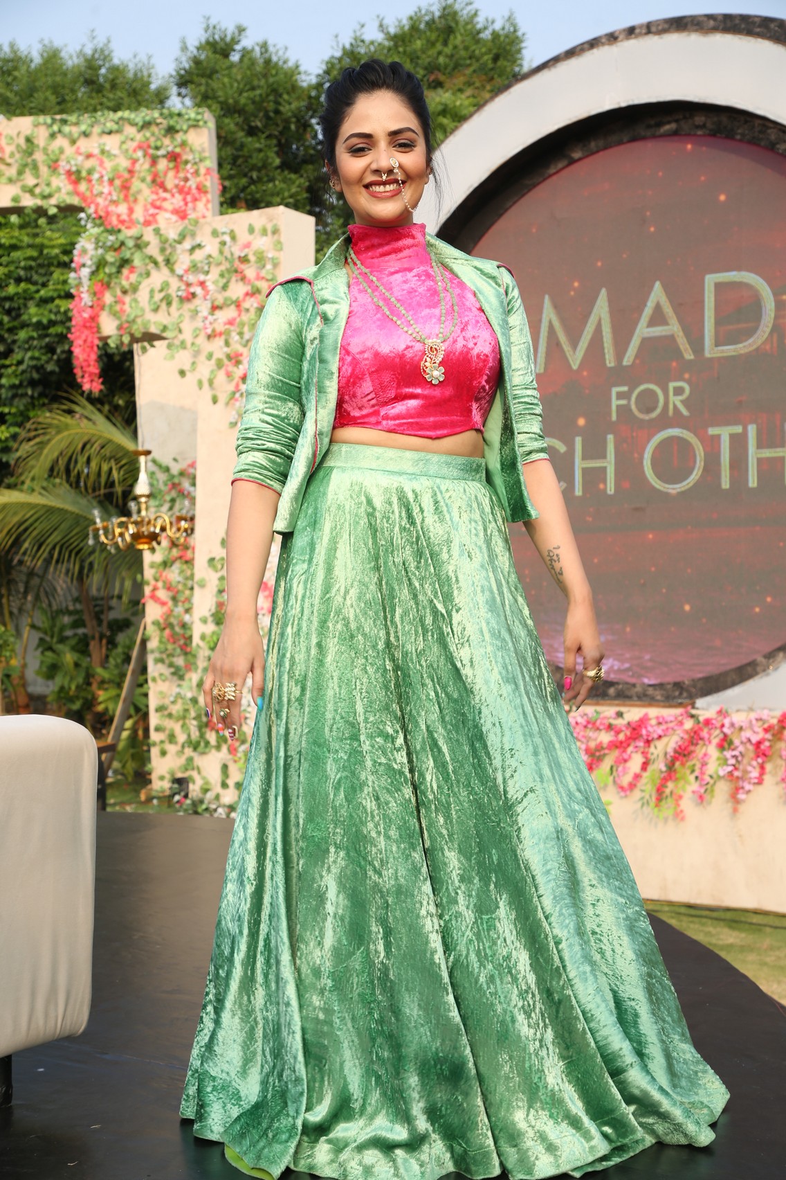Sreemukhi glamorous velvet event style