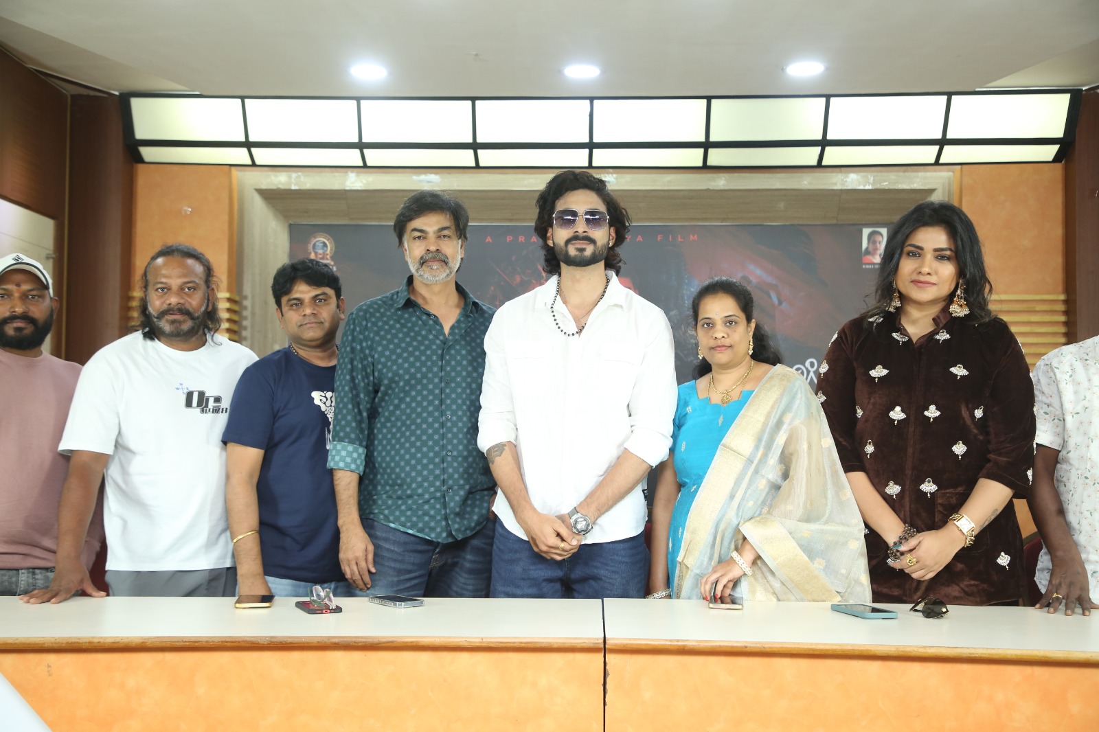 Film team posing for group photo