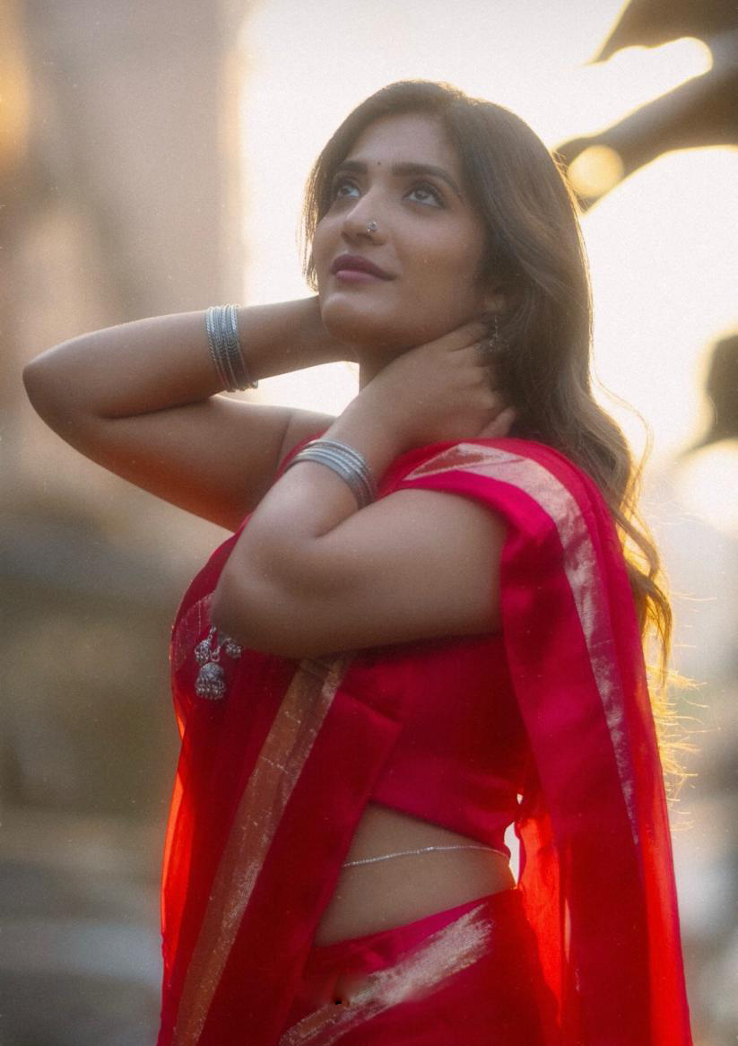 Ananya Rajashekar red elegant celebration look