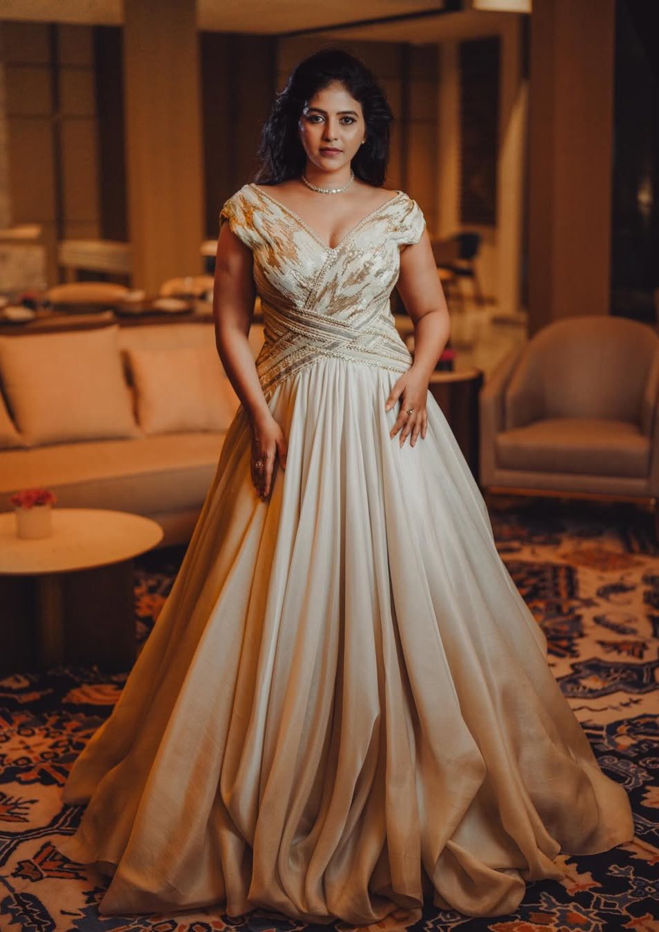 Anjali chandelier glow elegant diva pose