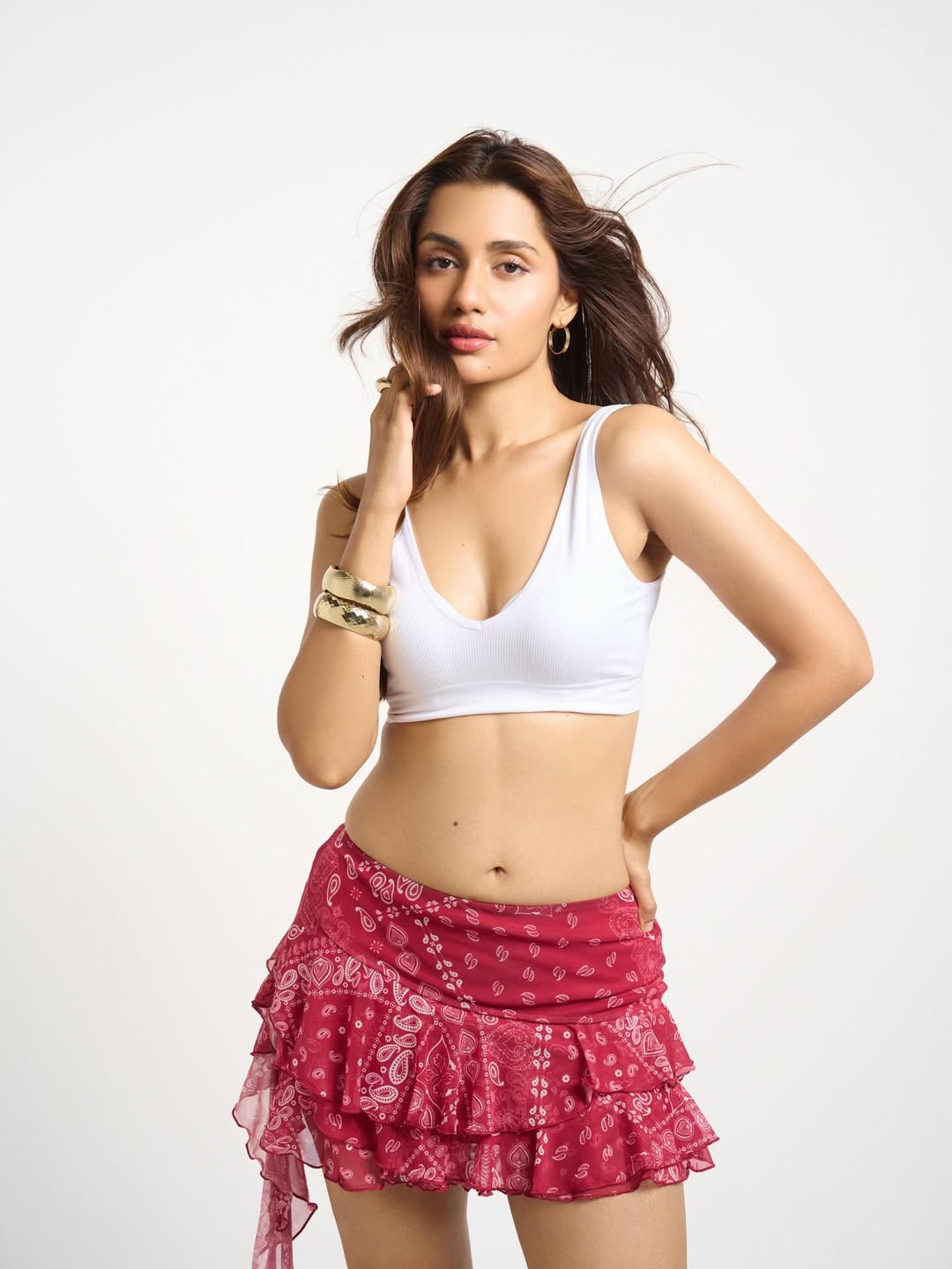 Anushka Luhar white crop top look