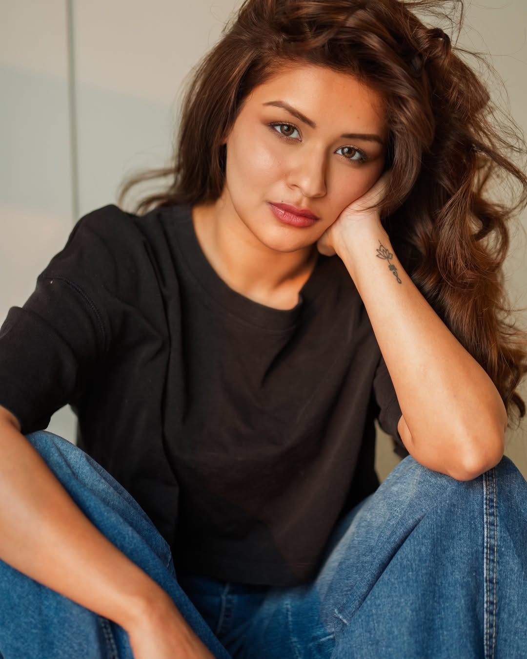 Avneet Kaur effortless black tee confident look