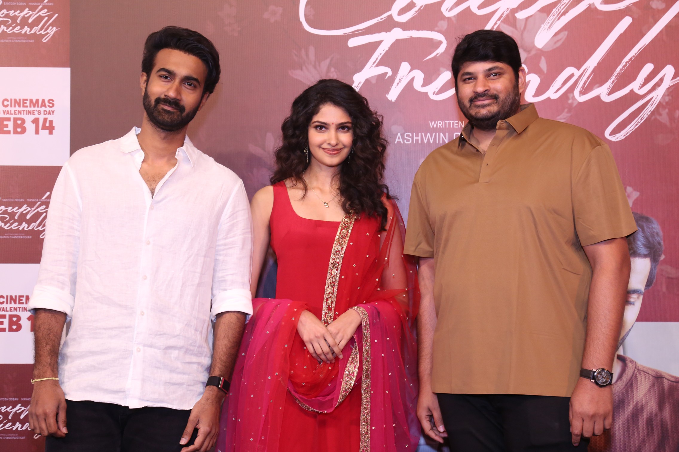 Santosh Soban Manasa Varanasi with Dheeraj Mogilineni posing