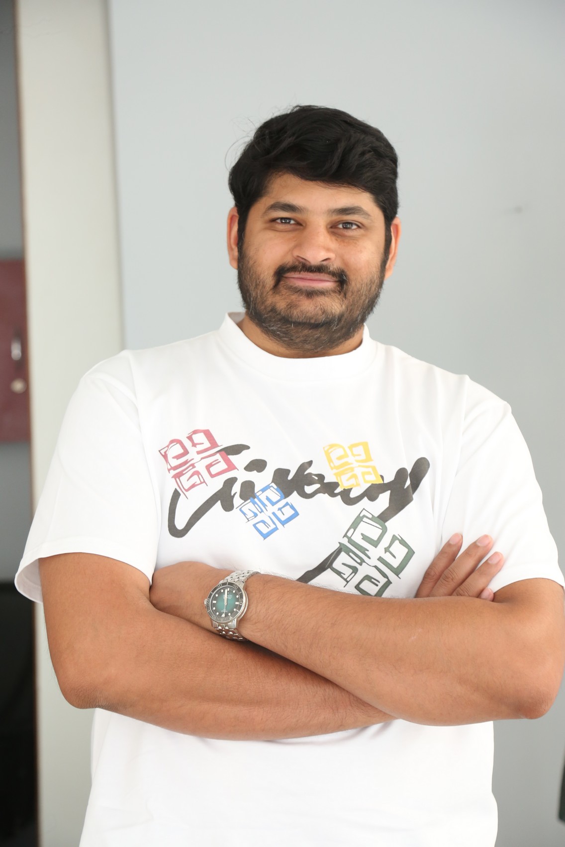 Dheeraj Mogilineni confident casual chic look