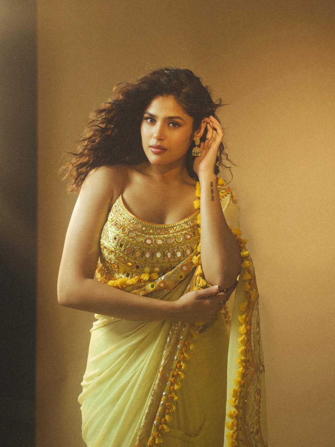 Faria Abdullah bold yellow ensemble glamour