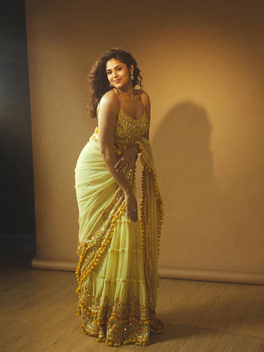 Faria Abdullah dazzling yellow signature style