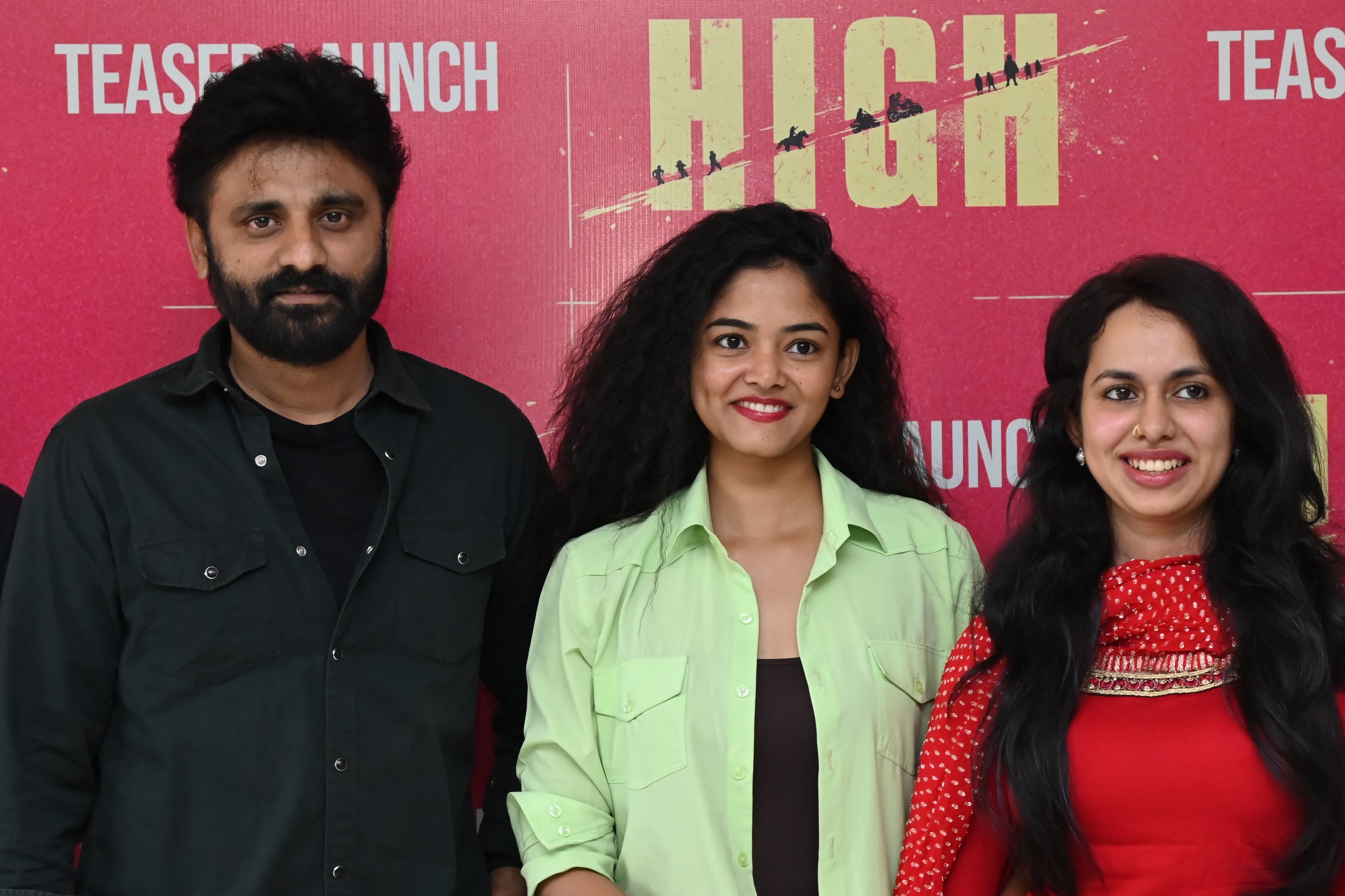 S Krishna Ananya Sharma Pallavi Dora posing