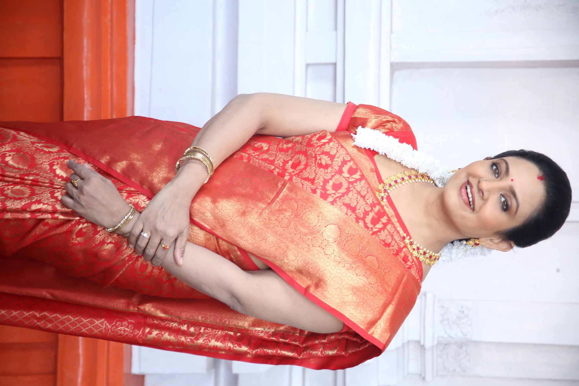 Indraja vibrant in dance ready saree