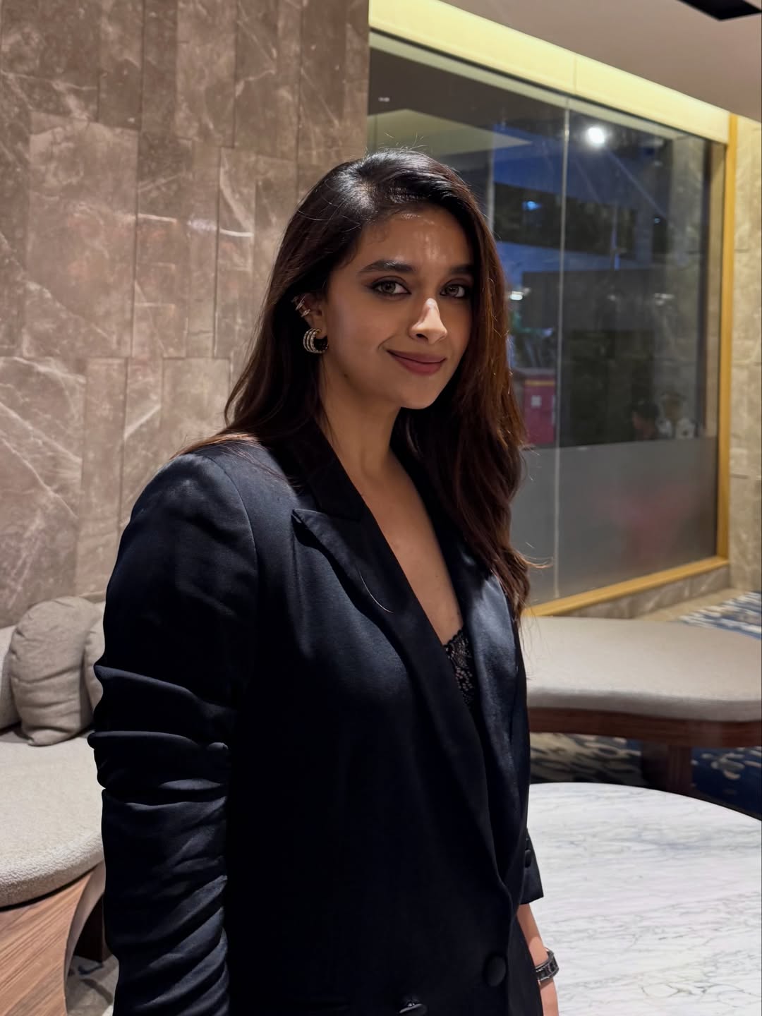 Keerthy Suresh classy black look with attitude