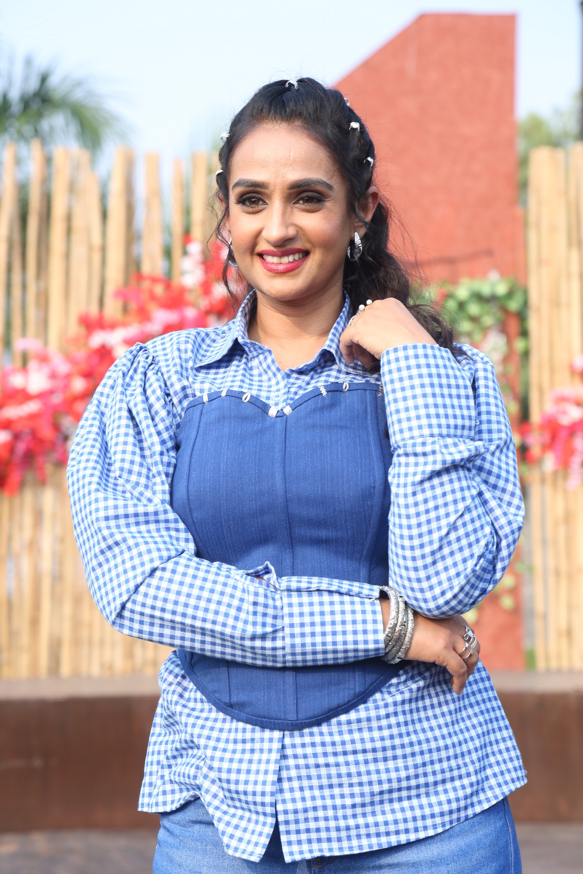 Laya gingham outfit stylish pose