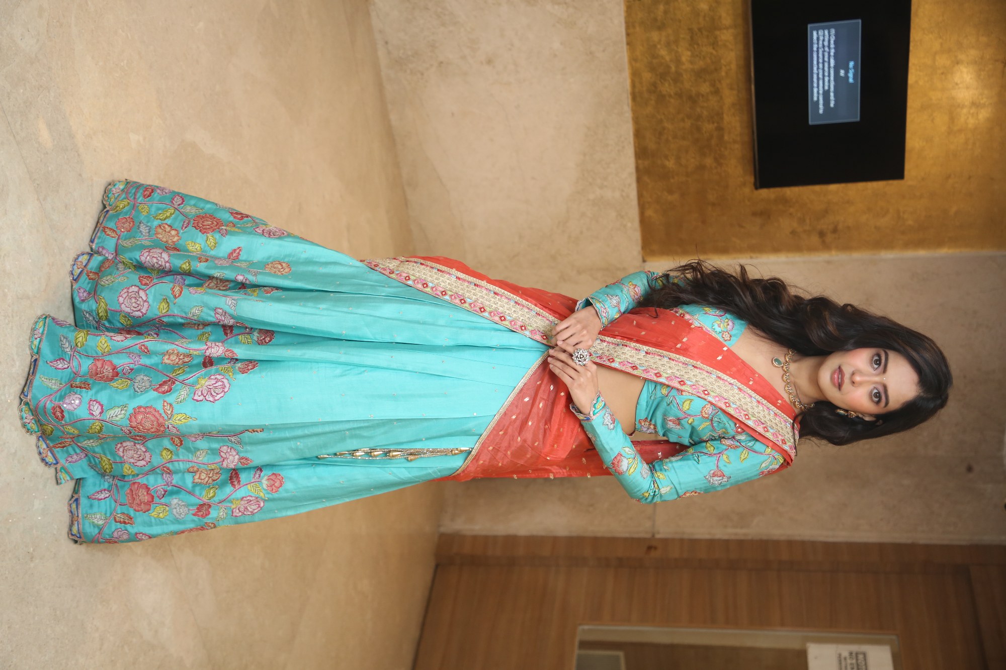 Megna Mukherjee vibrant traditional embroidered saree look