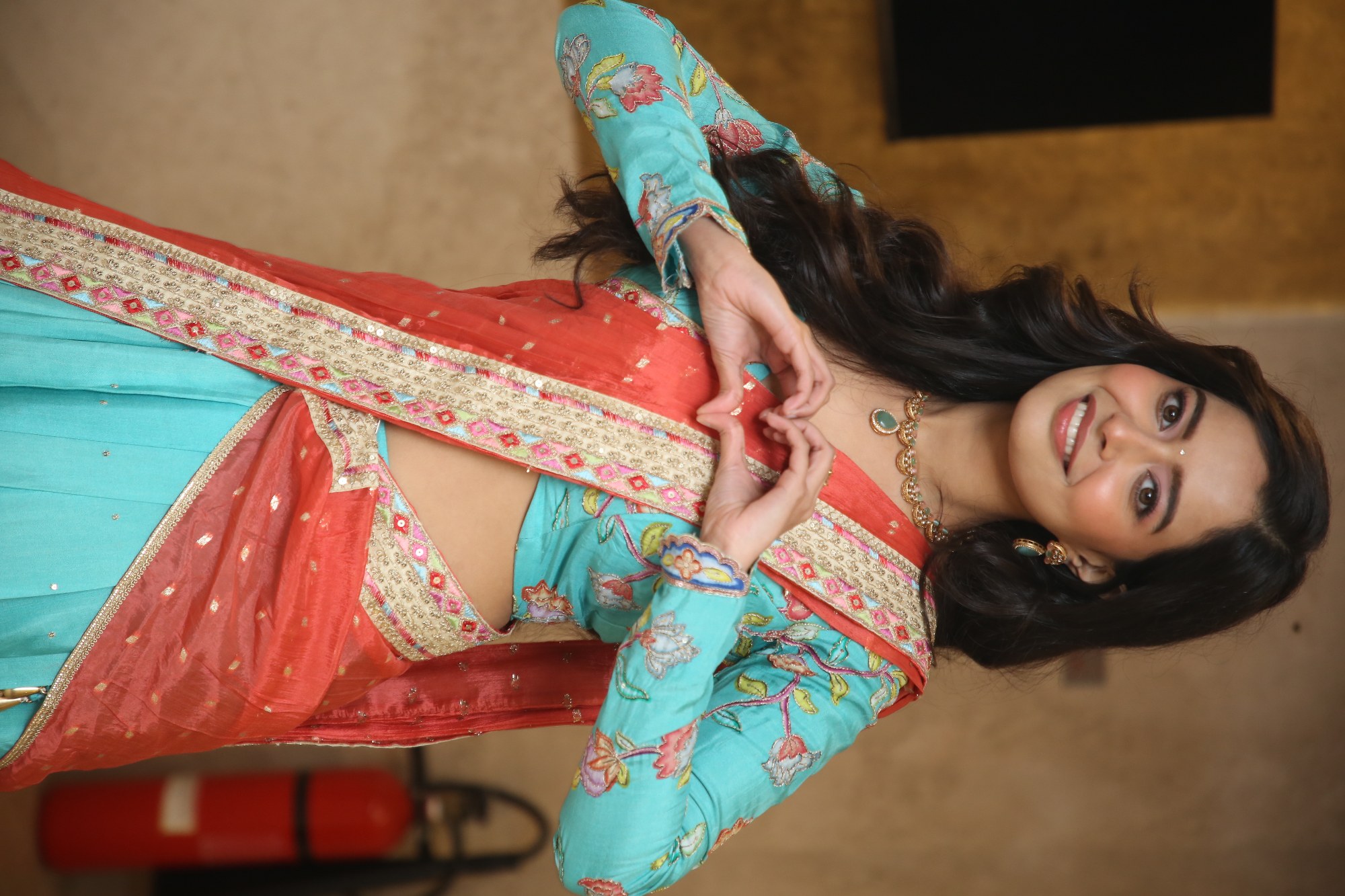 Megna Mukherjee radiant smile in classic vibrant saree