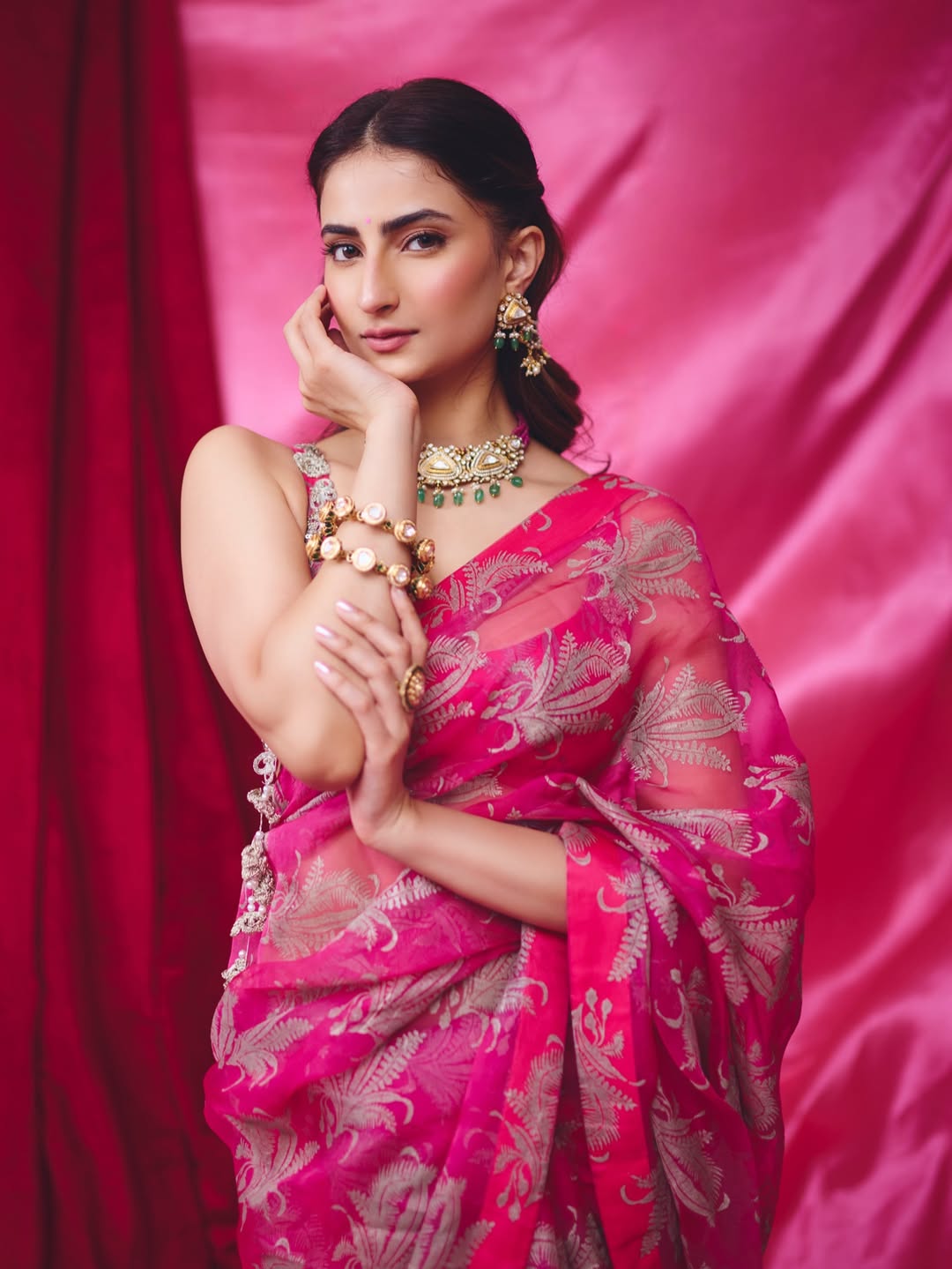 Palak Tiwari draped in pink with jewels