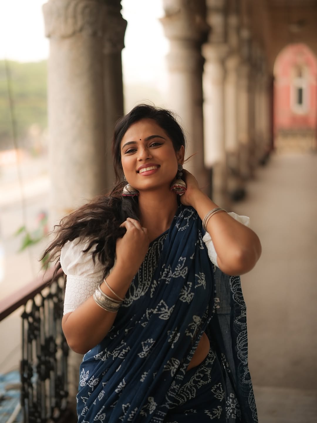 Ramya Pandian elegant traditional smile pose