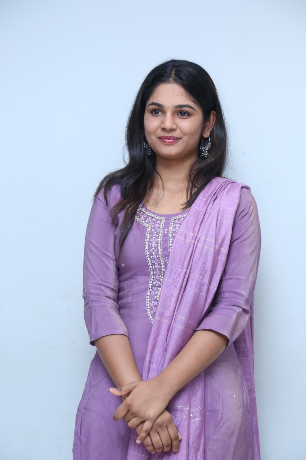 RK Dhanusha lavender attire elegant modern vibe