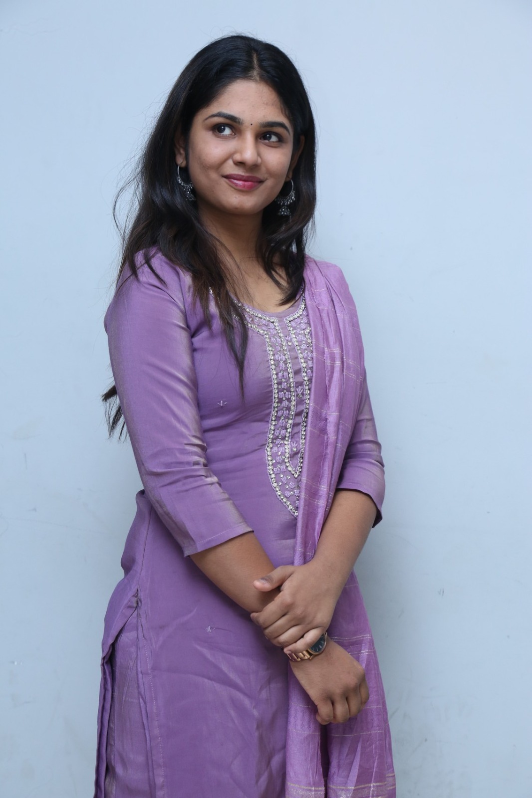 RK Dhanusha elegant lavender dress confident style