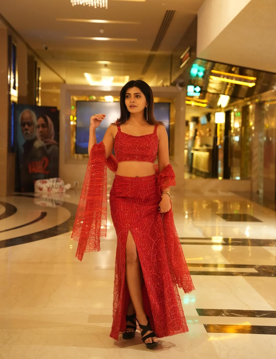Ruchira Jadhav shining in striking red ensemble
