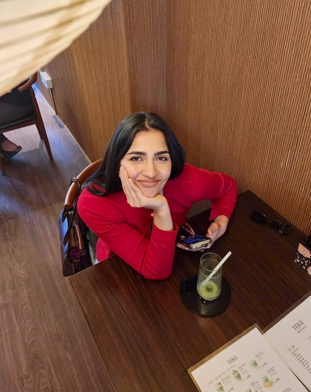 Rukmini Vasanth charming casual red fashion moment