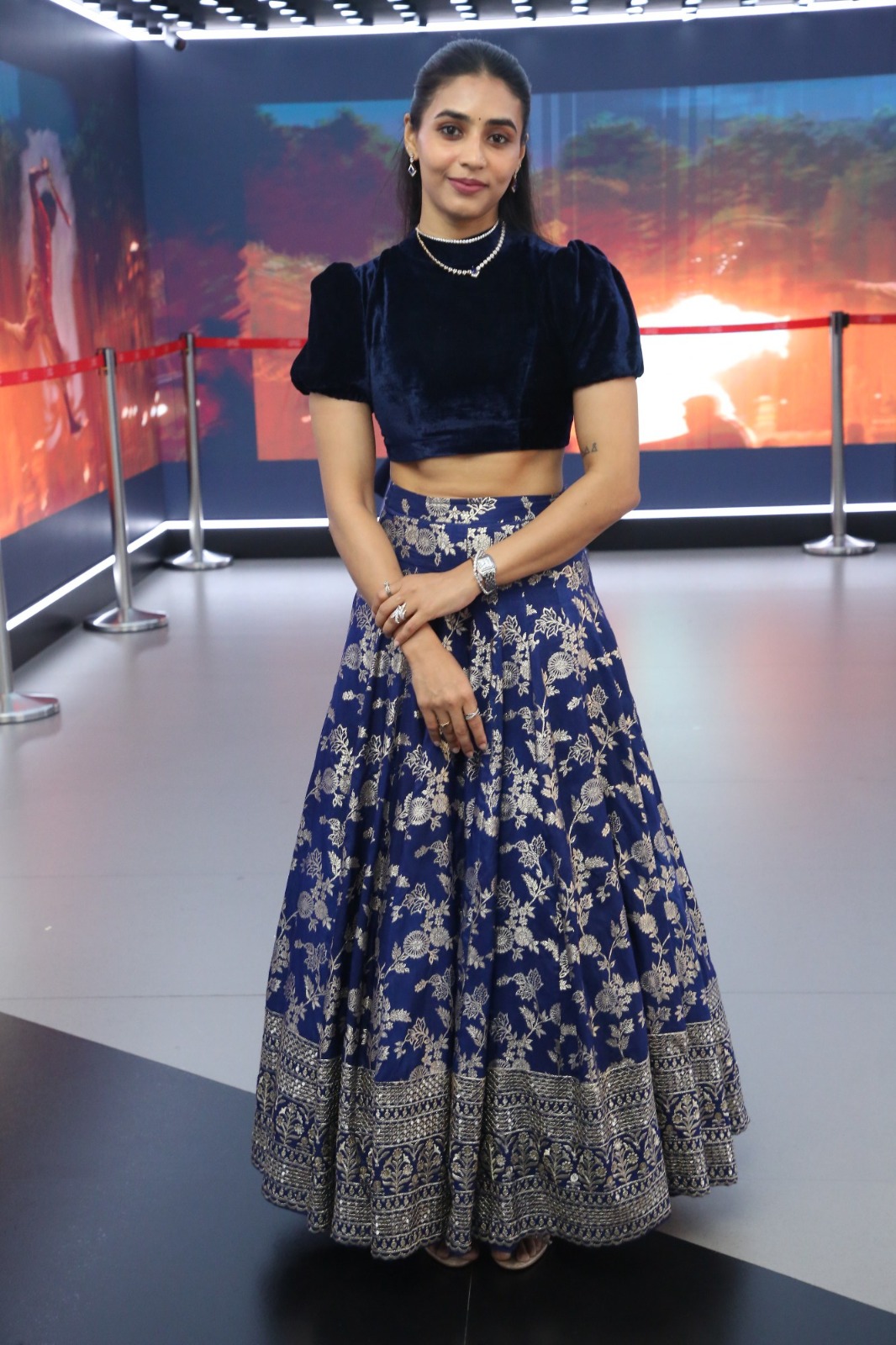 Sapthami Gowda regal blue lehenga look