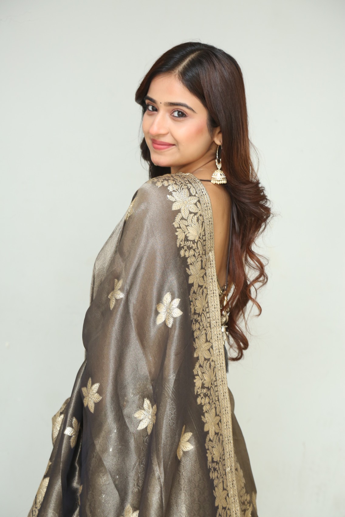 Saylim Chaudhari posing beautifully in embroidered saree