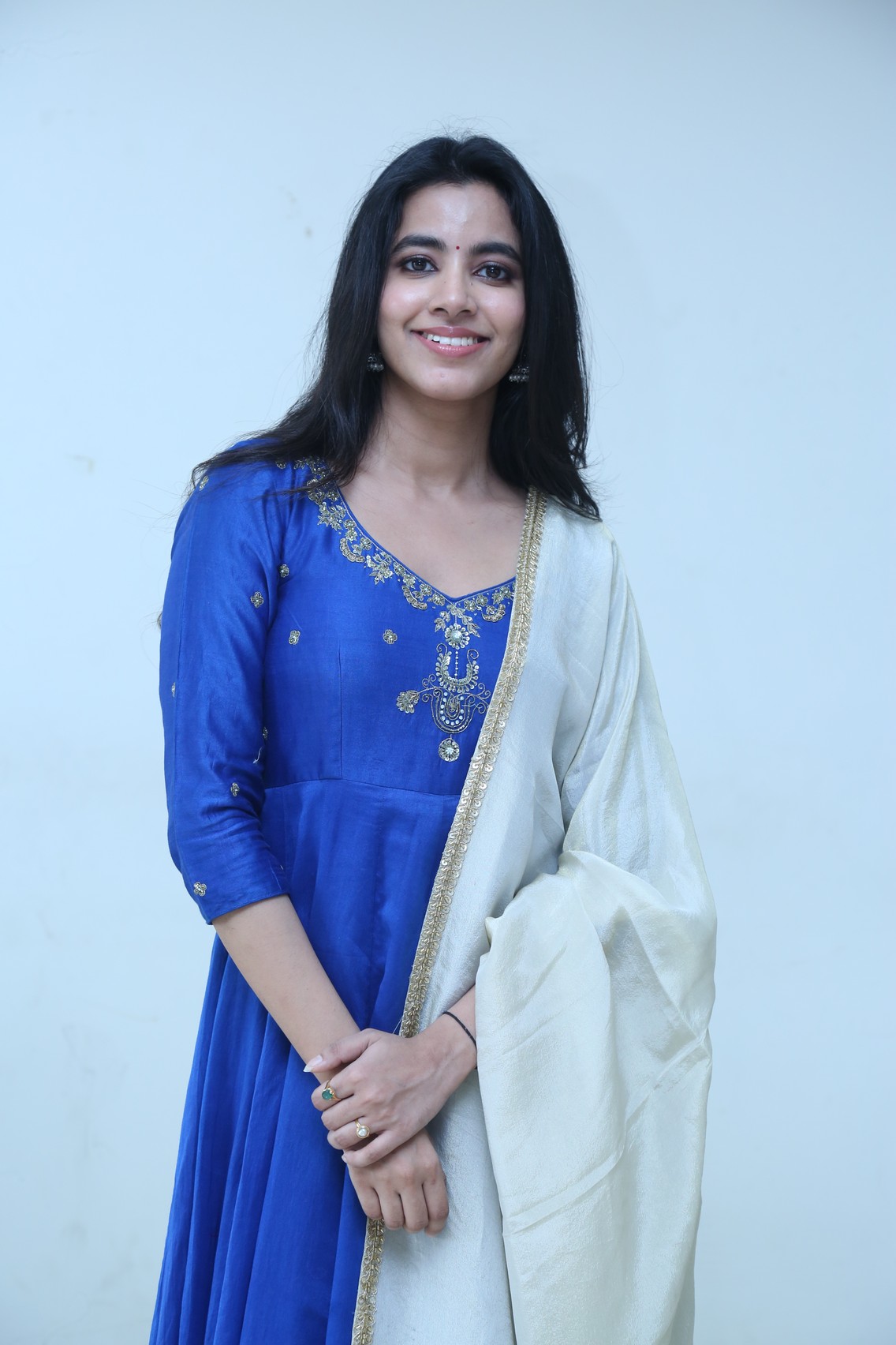 Shivani Nagaram radiant in blue cream attire