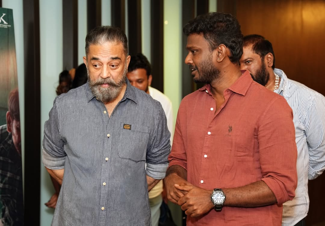 Sivakarthikeyan Son Pavan Cute Vanakkam to Kamal Haasan at Thaai Kizhavi Promotions Photos