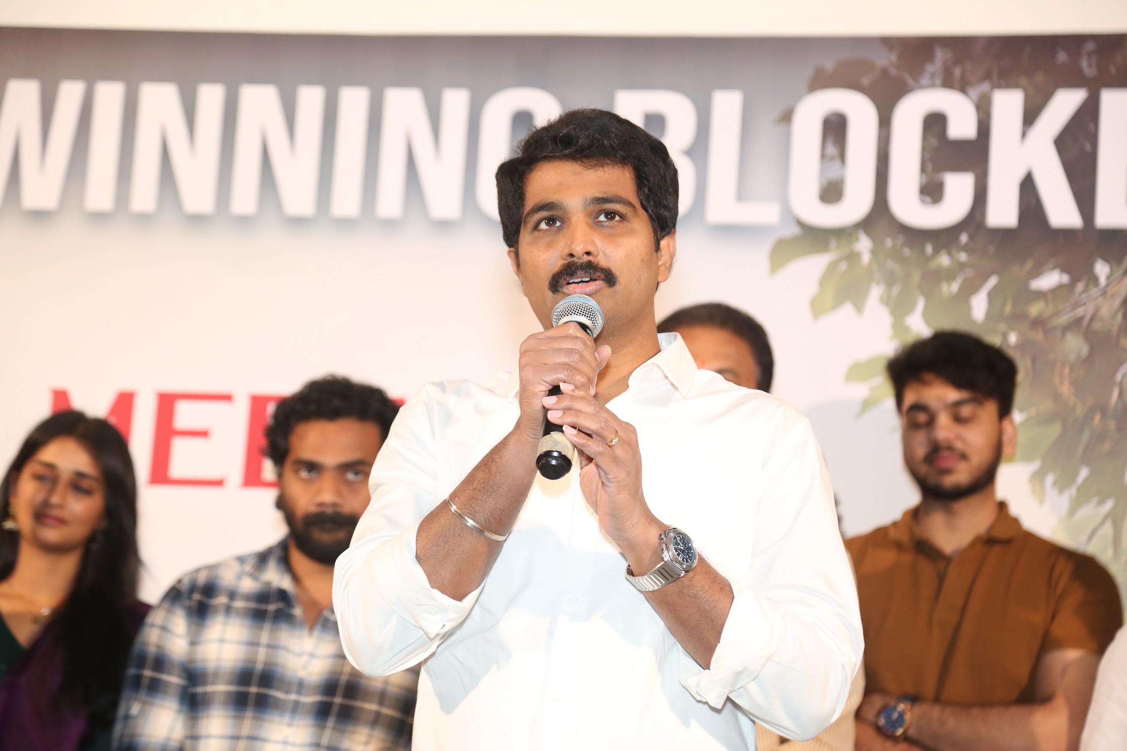 Producer Vamsi Nandipati delivering speech at event