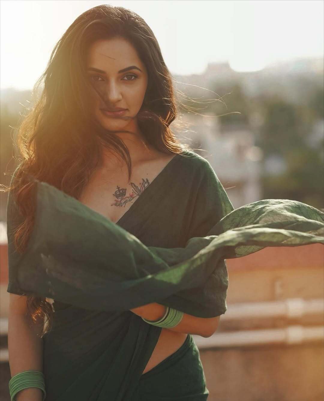 The emerald elegance: Jyoti Poorvaj in traditional grace