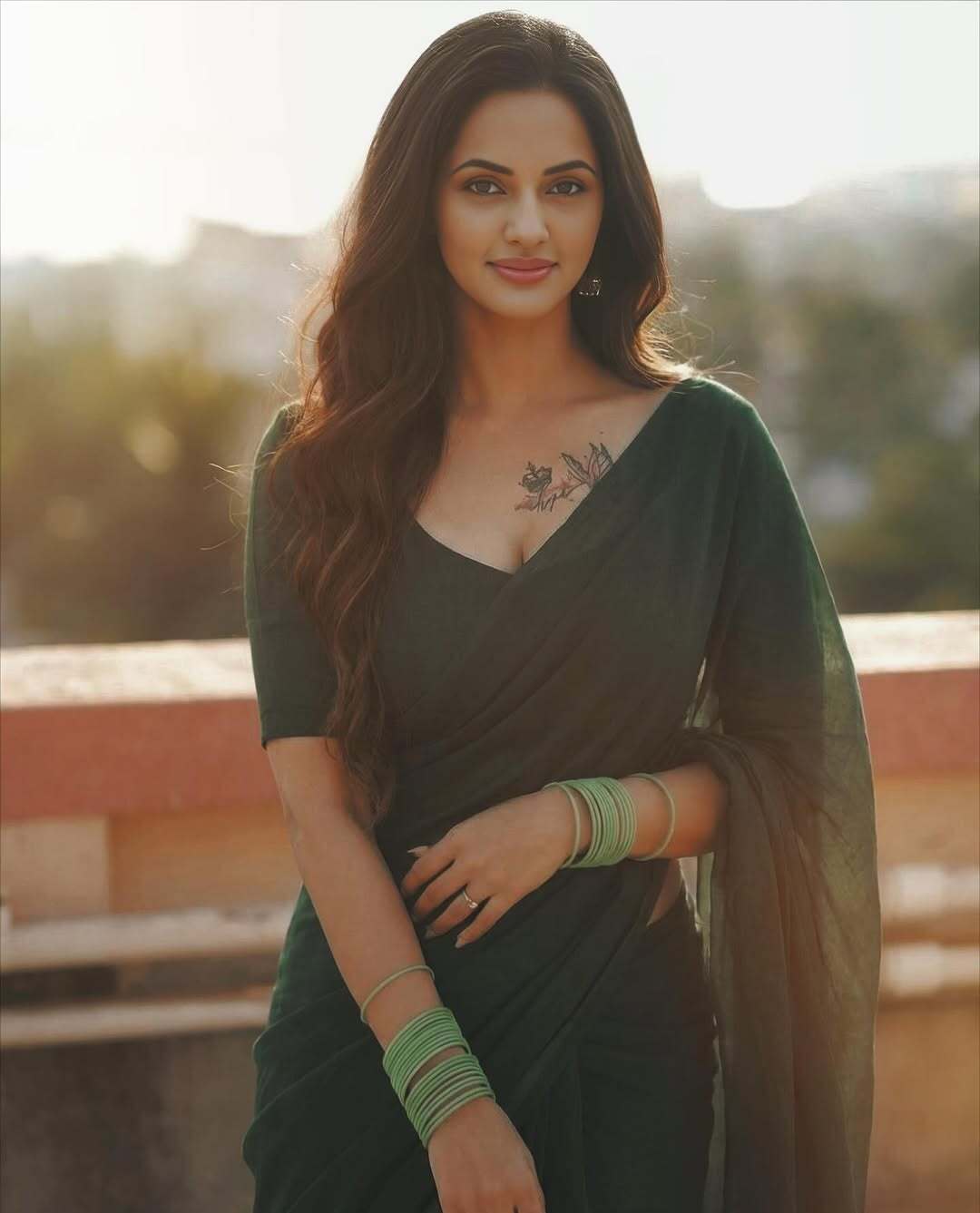 The emerald elegance: Jyoti Poorvaj in traditional grace