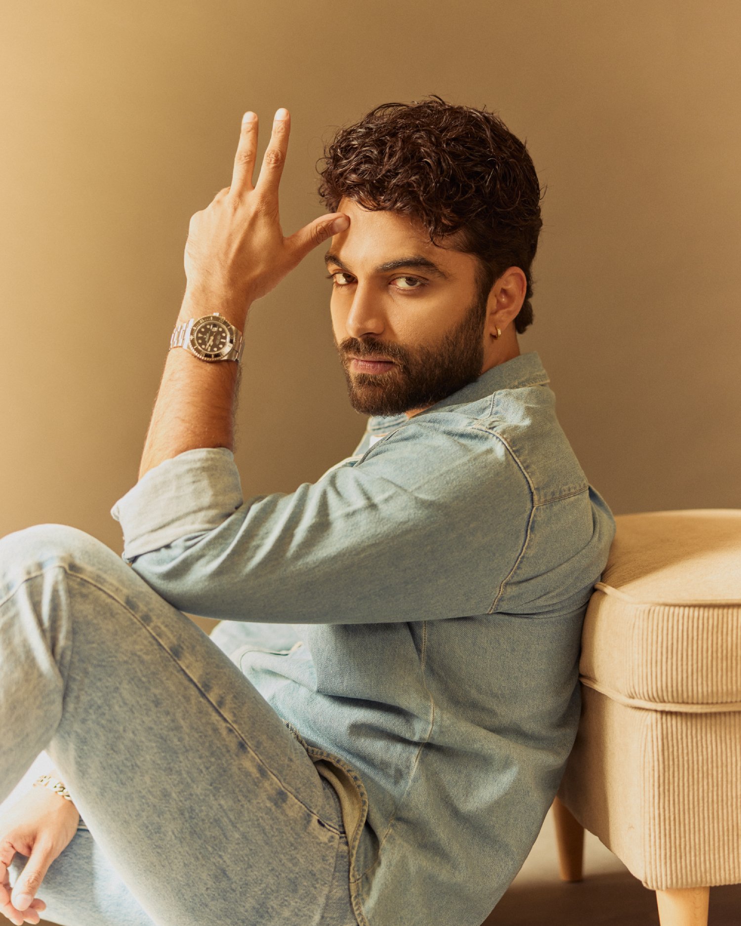 Vishwak Sen casual denim look with watch