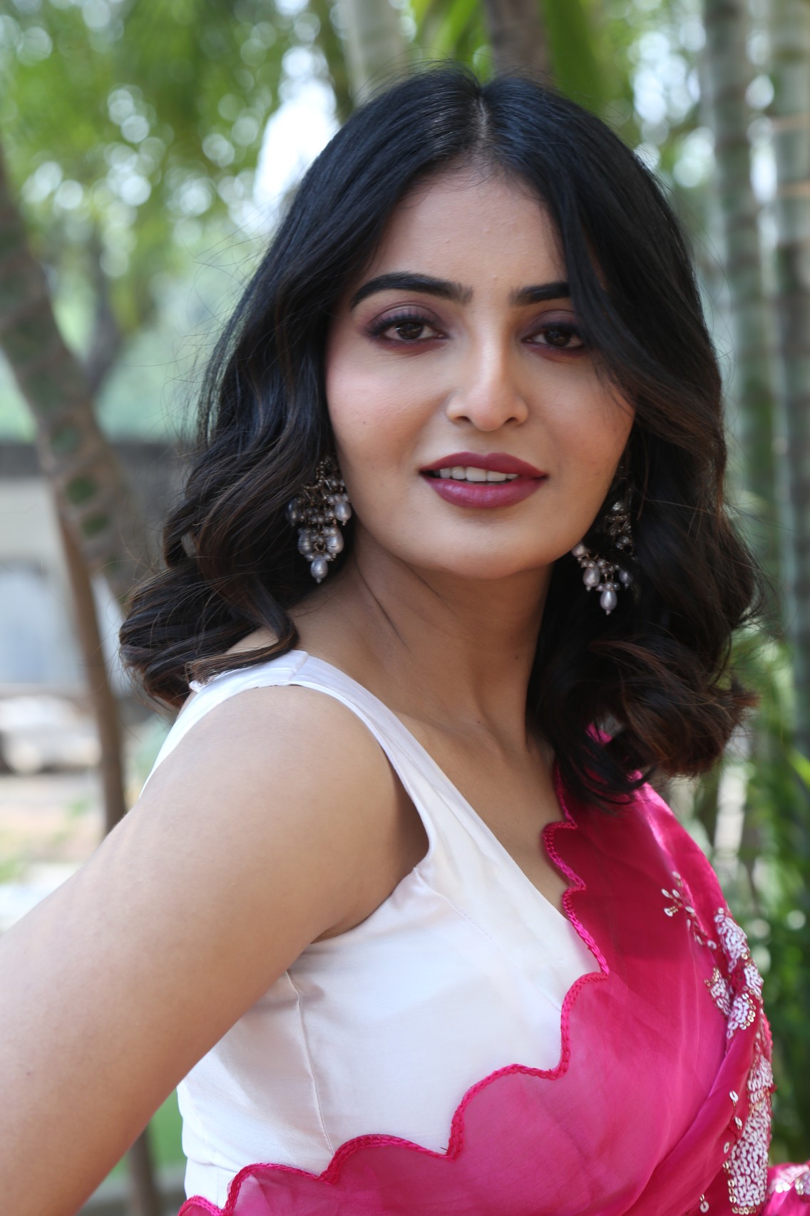 Ananya Nagalla elegant pose among trees outdoor look