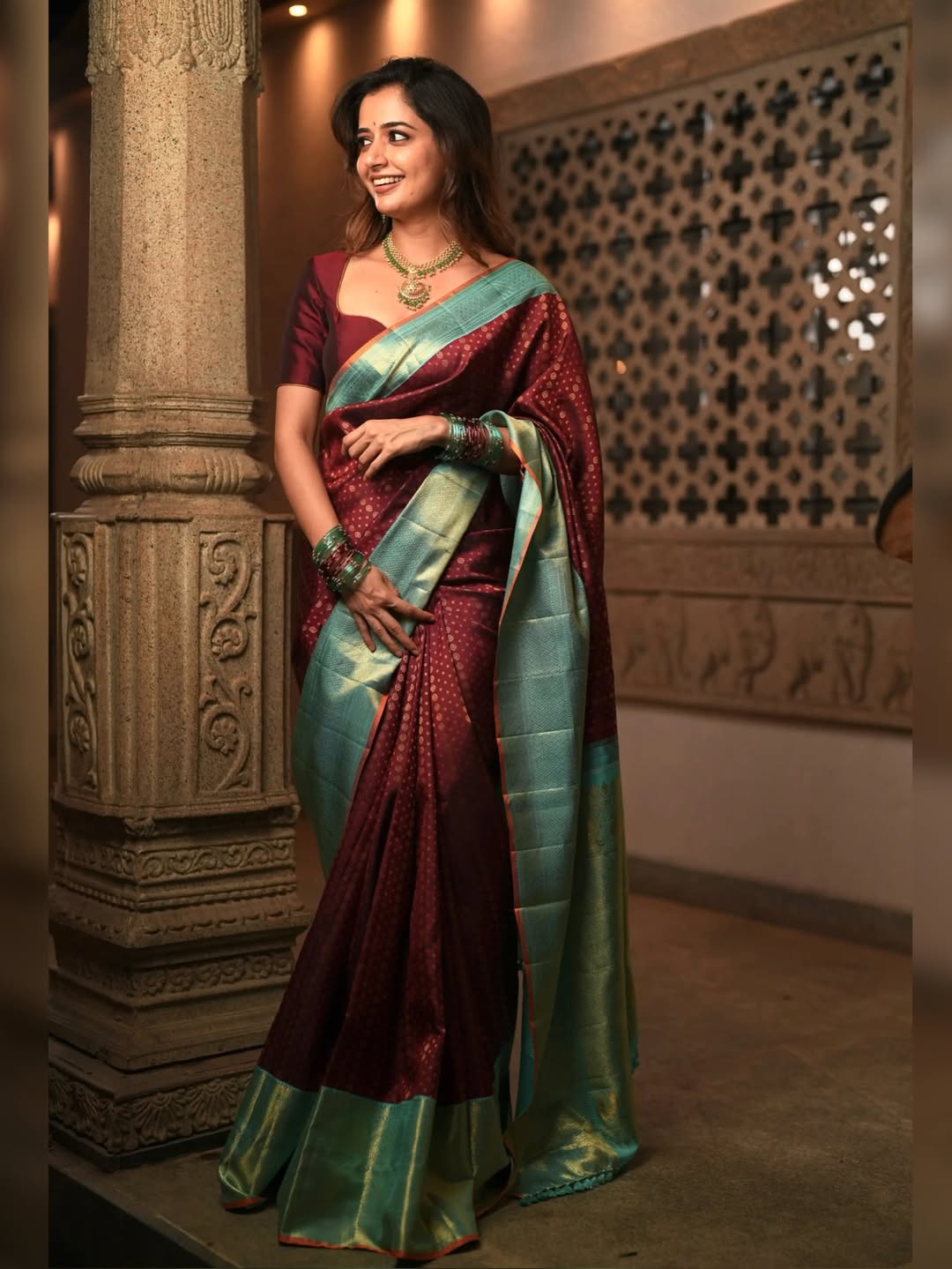 Ashika Ranganath saree look graceful stylish charming appearance