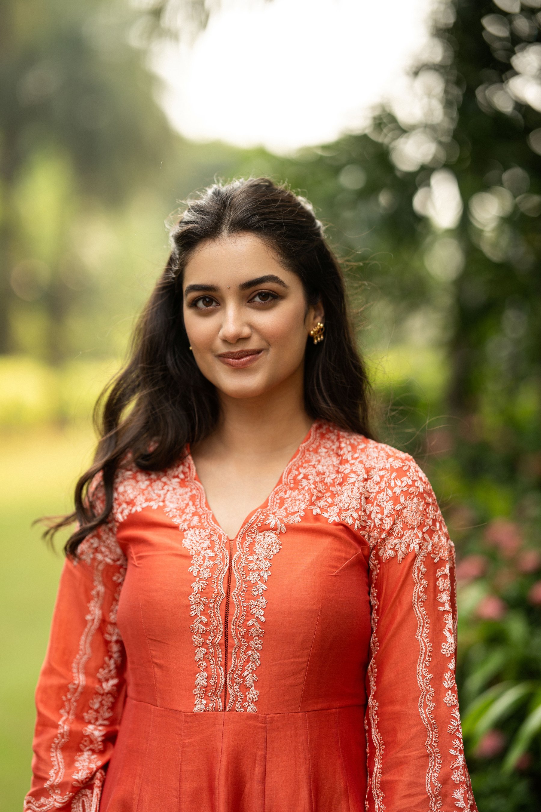Bhagyashri Borse elegant garden fashion portrait look