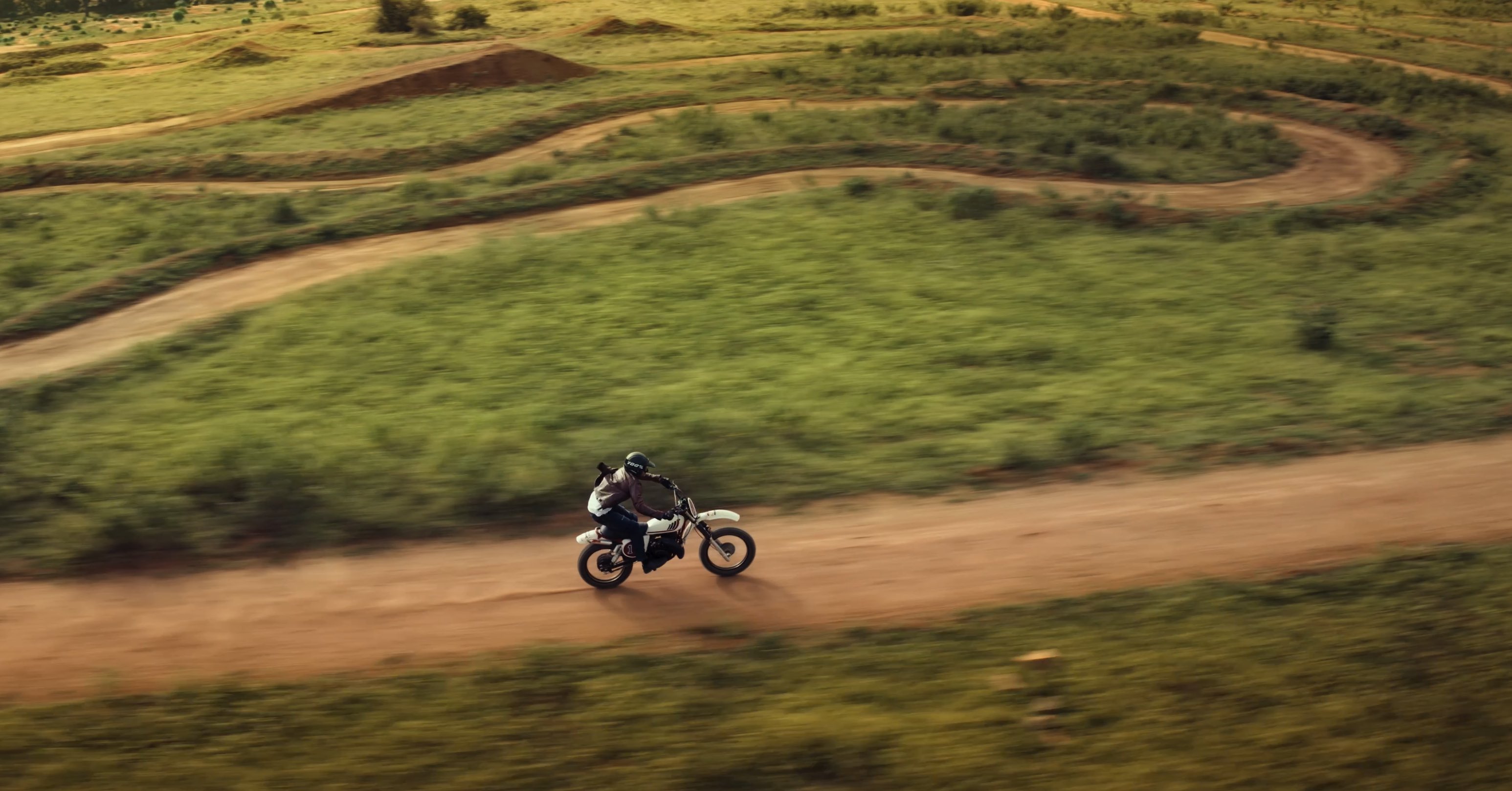 Sharwanand riding bike aerial shot from Biker