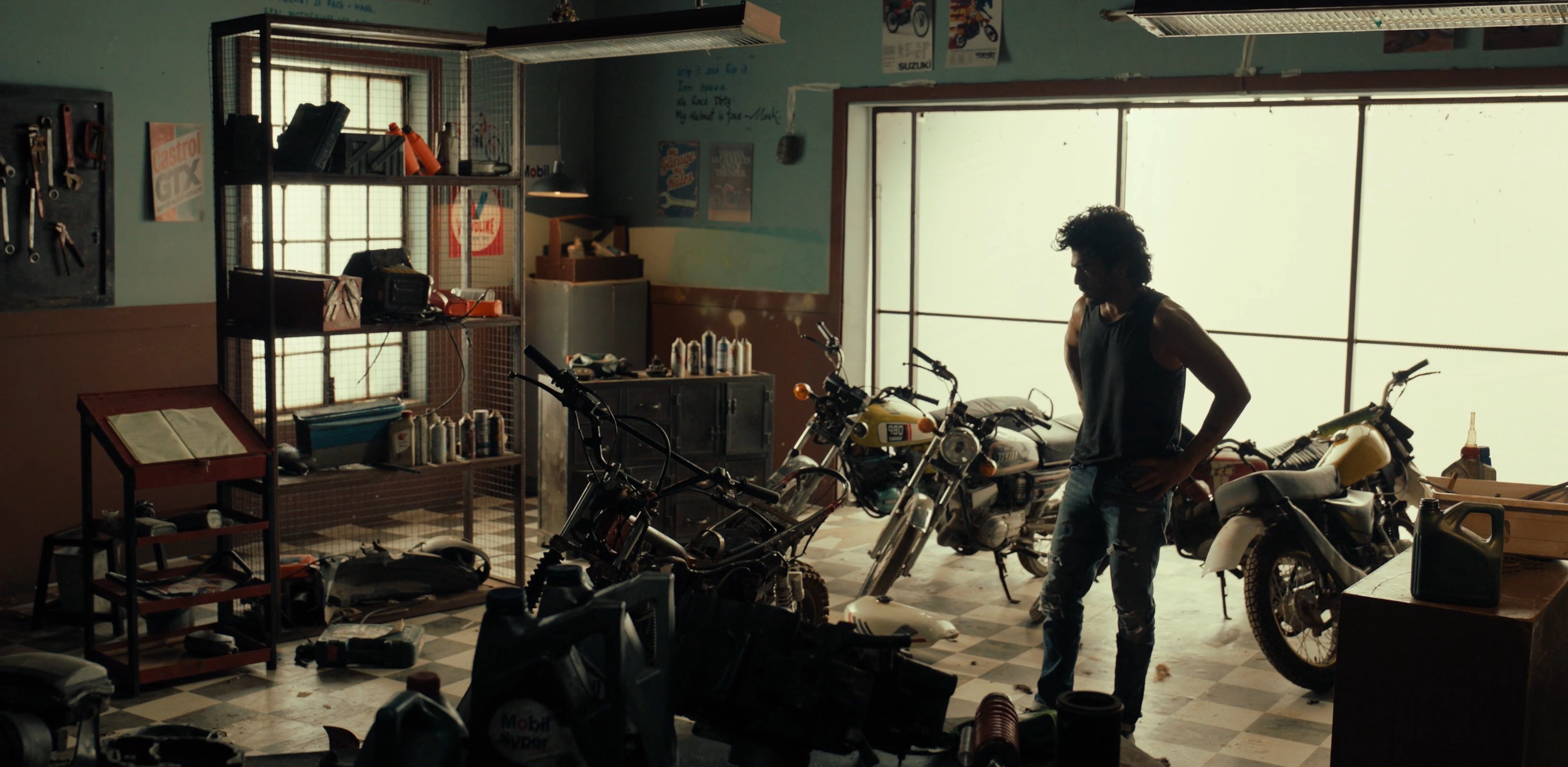 Sharwanand in garage scene from Biker