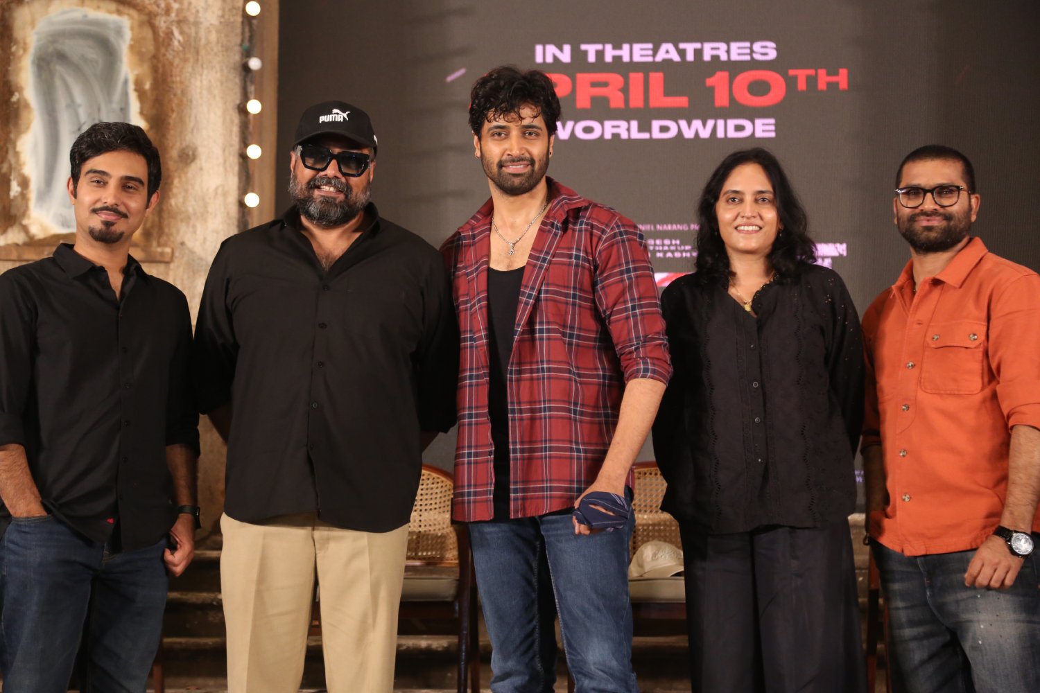 Shaneil Deo Anurag Kashyap Adivi Sesh Supriya Yarlagadda Bheems Ceciroleo pose