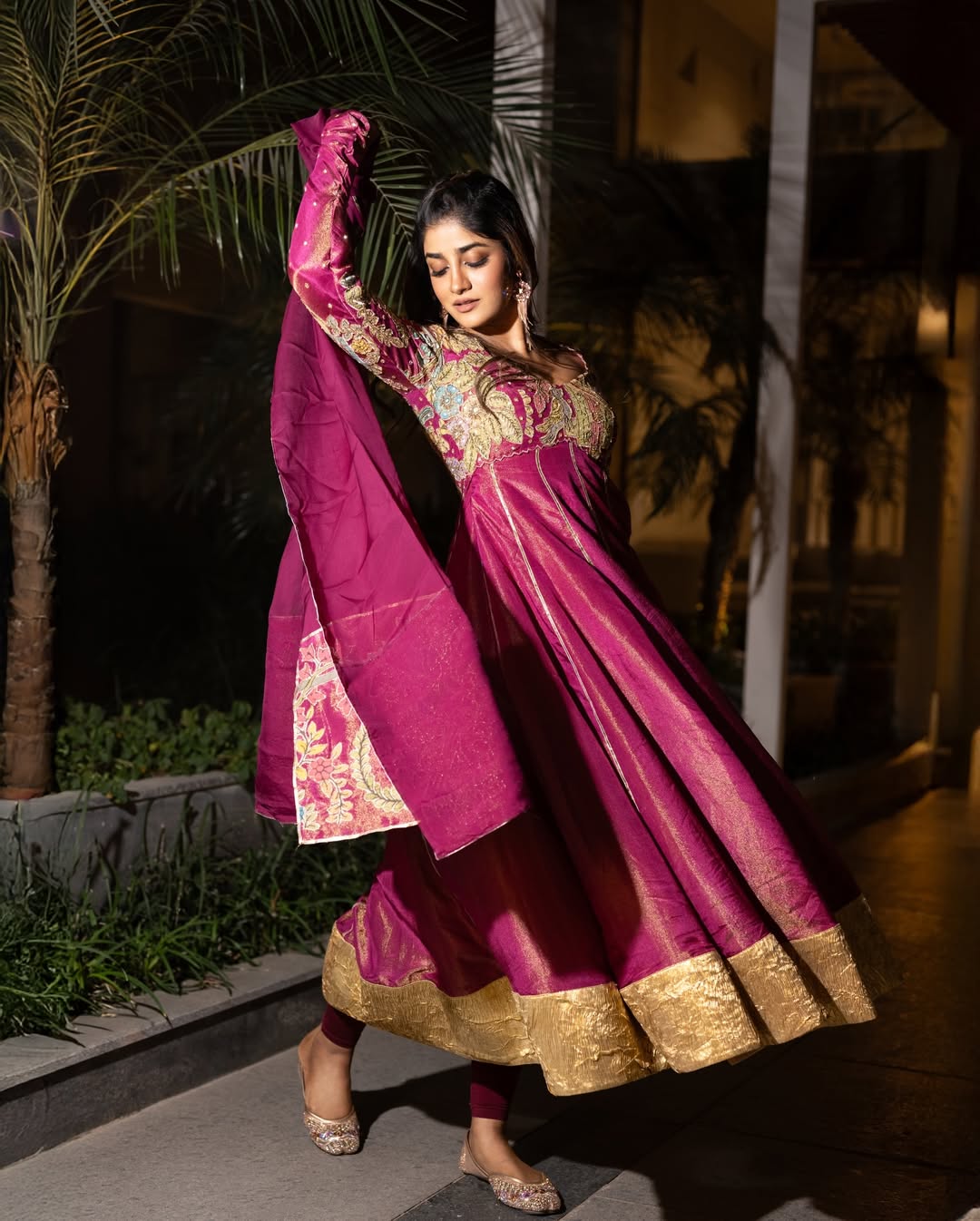 Dimple Hayathi elegant festive look with regal style