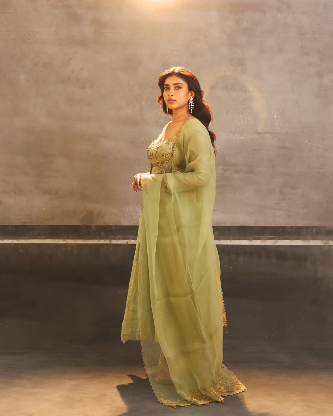 Dushara Vijayan traditional green outfit with glamorous stylish vibe