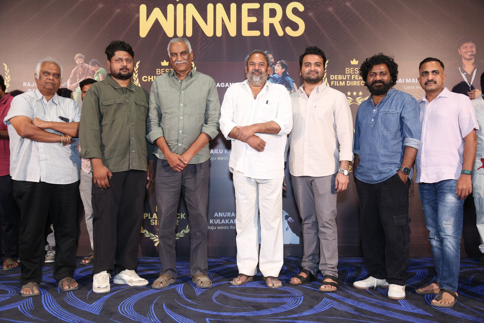 Vara Sai Krishna Bharadwaja Narayanamurthy Nitin Venu Udugula press meet group photo